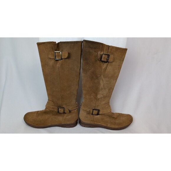 BOC Born sz 8M Riding Boots Brown Suede Leather Buckle Zip Knee High Pirate Boho - Picture 8 of 14